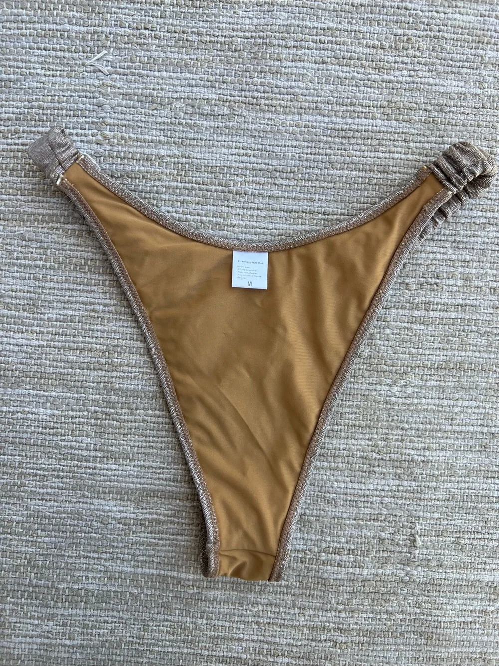 Strawberry Milk Mob Spectacle Bikini Bottom Cheeky Holographic Taupe sz M